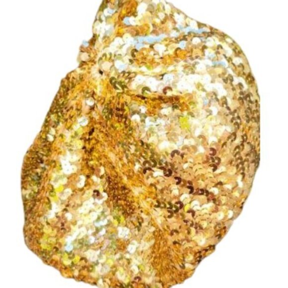 Glamorous Luxury Beaded Sequins Sequined Embellished Gold Metallic Hat Beret New - Picture 9 of 12